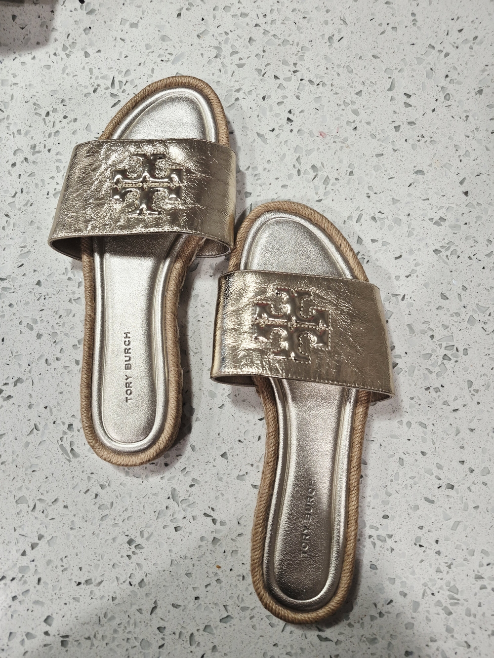 Tory Burch Metallic Rose Gold Slide Sandals Size 6.5